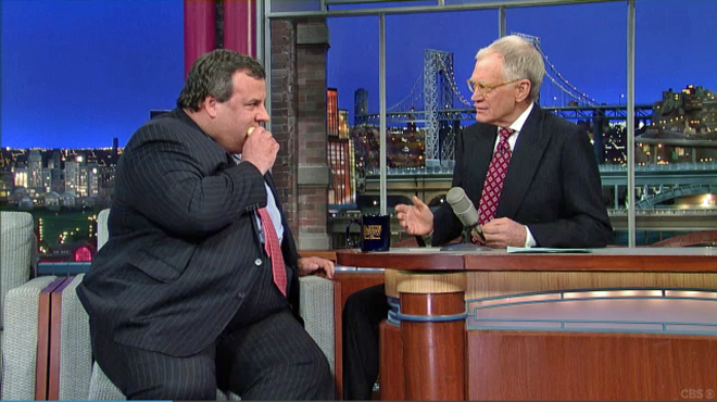 Watch: Chris Christie Interrupts Letterman By Eating Doughnut - TPM ...