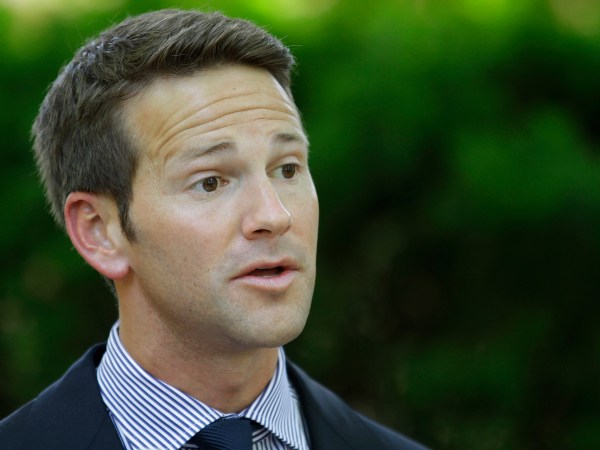 Rep. Aaron Schock, R-Ill, is seen speaking at the Illinois Governor's Mansion Thursday, June 14, 2012  Springfield, Ill. (AP Photo/Seth Perlman)