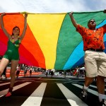 at the Gay Pride Parade along 5th Ave. in New York, NY Sunday, June 29, 2008.(AP Photo/Craig Ruttle)