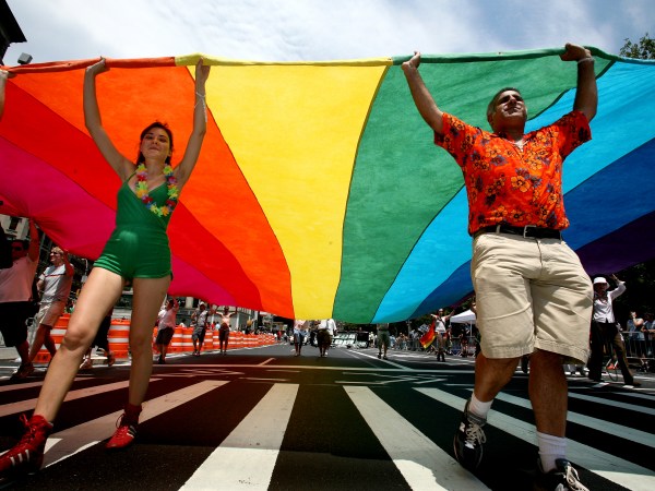 at the Gay Pride Parade along 5th Ave. in New York, NY Sunday, June 29, 2008.(AP Photo/Craig Ruttle)