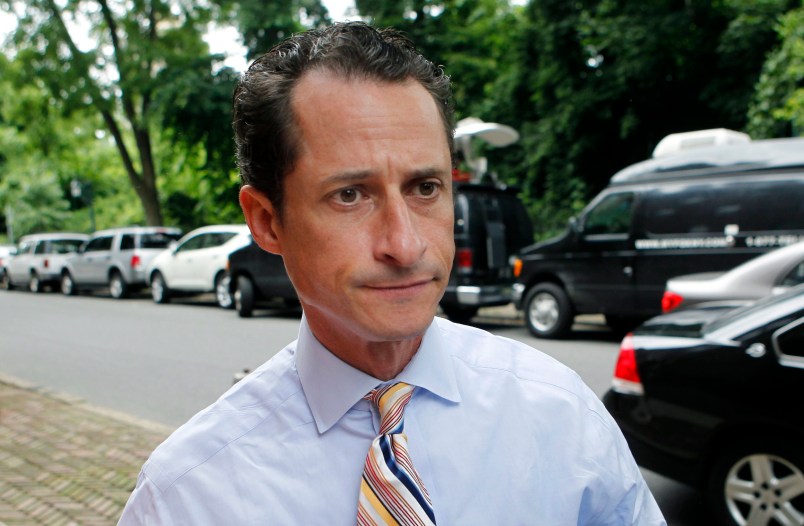 U.S. Rep. Anthony Weiner, D-N.Y., returns to his Forest Hills home after a news conference during which he annouced his intention to resign, Thursday, June 16, 2011, in the Queens borough of New York. Weiner has decided to resign his seat in Congress after a two-week scandal spawned by lewd photos the New York lawmaker took of himself and sent online to numerous women. (AP Photo/Jason DeCrow)