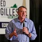 Republican US Senate candidate, Ed Gillespie, speaks during a rally in Ashland, Va., Wednesday, Oct. 15, 2014. (AP Photo/Steve Helber)