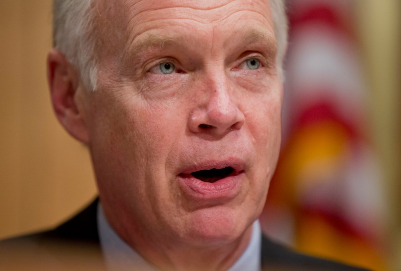 Senate subcommittee on Investigations member Sen. Ron Johnson, R-Wis., questions witnesses during the subcommittee's hearing on “adequacy of the Department of Health and Human Services’ efforts to protect unaccompanied alien children from human trafficking,” Thursday, Jan. 28, 2016, on Capitol Hill in Washington. (AP Photo/Manuel Balce Ceneta)