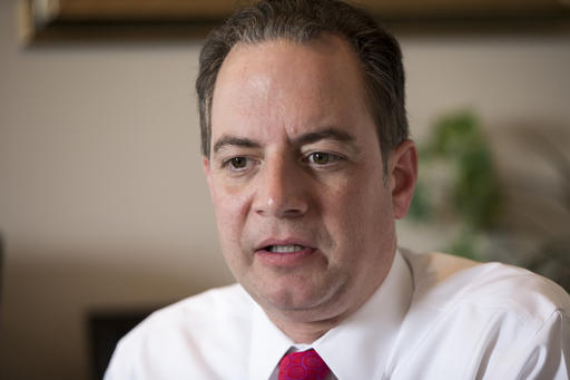 Republican National Committee Chairman Reince Priebus answers questions from The Associated Press about Thursday’s face-to-face meeting between Donald Trump, the GOP’s presumptive presidential nominee, and Speaker of the House Paul Ryan, R-Wis., at RNC headquarters on Capitol Hill in Washington, Friday, May 13, 2016. With the GOP both energized and torn over Trump’s rise, Trump and Ryan pledged to work together despite their differences, though the speaker stopped short of a full-throated endorsement.  (AP Photo/J. Scott Applewhite)