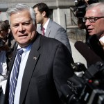 Former Senate majority leader Dean Skelos arrives to court in New York, Thursday, May 12, 2016. For the second time in less than two weeks, a once-powerful New York politician is facing sentencing in a spate of corruption cases that have roiled Albany. Skelos, 68, and his son, Adam, 33, are scheduled to appear in federal court in Manhattan on Thursday morning following convictions last year for extortion, fraud and bribery. (AP Photo/Seth Wenig)