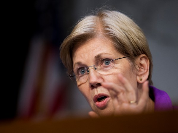 Committee member  Sen. Elizabeth Warren, D-Ma.,  questions witnesses  during a Senate Specials Committee on Aging hearing on drastic price hikes by Valeant and a handful of other drugmakers that have stoked outrage from patients, physicians and politicians nationwide, on Capitol Hill in Washington, Wednesday, April 27, 2016,. (AP Photo/Manuel Balce Ceneta)