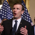 Sen. Chris Murphy, D-Conn., Sen. Richard Blumenthal, D-Conn., right, and other Democratic senators call for gun control legislation in the wake of the mass shooting in an Orlando LGBT nightclub this week, at the Capitol in Washington, Thursday, June 16, 2016. Sen. Murphy, who mourned the loss of 20 children in his home state,  waged a roughly 15-hour filibuster into early Thursday, asserting as he yielded the floor that Republican leaders had committed to hold votes on expanded gun background checks and a ban on gun sales to suspected terrorists. (AP Photo/J. Scott Applewhite)