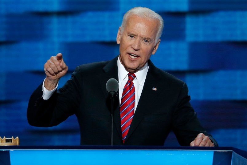 Vice President Joe Biden speaks during the third day of the Democratic National Convention in Philadelphia , Wednesday, July 27, 2016. (AP Photo/J. Scott Applewhite)