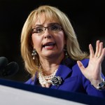 Former Rep. Gabby Giffords, D-Ariz, speaks during the third day session of the Democratic National Convention in Philadelphia, Wednesday, July 27, 2016. (AP Photo/Carolyn Kaster)