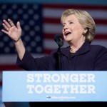 Democratic presidential candidate Hillary Clinton speaks at a rally at The Ohio State University in Columbus, Ohio, Monday, Oct. 10, 2016. (AP Photo/Andrew Harnik)