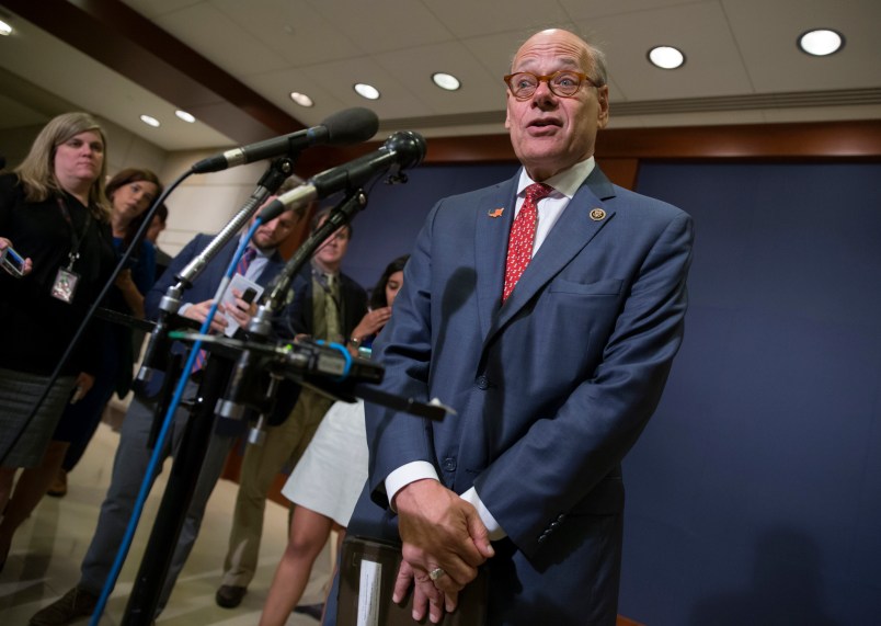 Rep. Steve Cohen, D-Tenn., talks to reporters as members of the House of Representatives received a closed intelligence briefing from FBI Director James Comey and Secretary of Homeland Security Jeh Johnson on the mass shooting at an LGBT club in Orlando, on Capitol Hill in Washington, Tuesday, June 14, 2016. (AP Photo/J. Scott Applewhite)