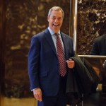 U.K. Independence Party leader Nigel Farage smiles as he arrives at Trump Tower, Saturday, Nov. 12, 2016, in New York. (AP Photo/ Evan Vucci)