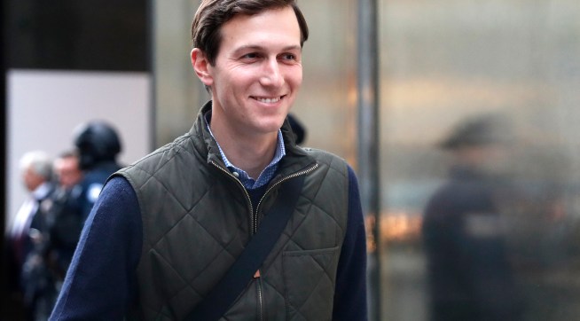Jared Kushner, son-in-law of of President-elect Donald Trump walks from Trump Tower, Monday, Nov. 14, 2016, in New York. AP Photo/Carolyn Kaster)