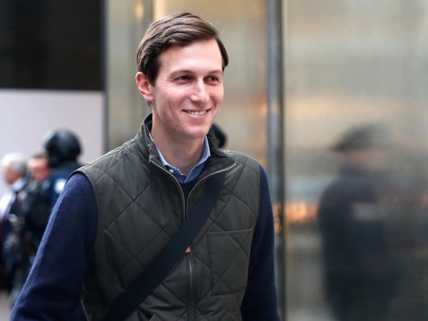 Jared Kushner, son-in-law of of President-elect Donald Trump walks from Trump Tower, Monday, Nov. 14, 2016, in New York. AP Photo/Carolyn Kaster)
