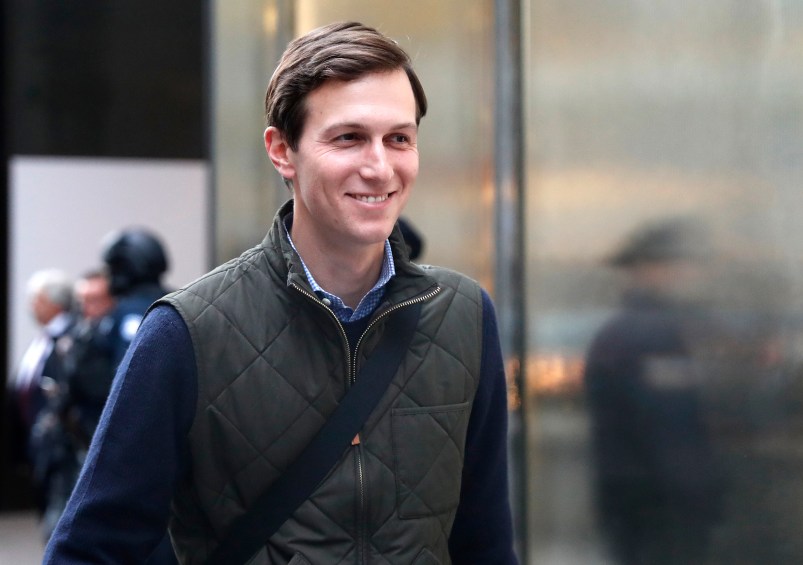 Jared Kushner, son-in-law of of President-elect Donald Trump walks from Trump Tower, Monday, Nov. 14, 2016, in New York. AP Photo/Carolyn Kaster)