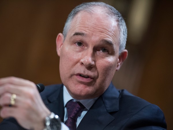 UNITED STATES - JANUARY 18: Scott Pruitt, President Trump's nominee to be administrator of the Environmental Protection Agency, testifies during his Senate Environment and Public Works Committee confirmation hearing in Dirksen Building, January 18, 2017. (Photo By Tom Williams/CQ Roll Call)  (CQ Roll Call via AP Images)