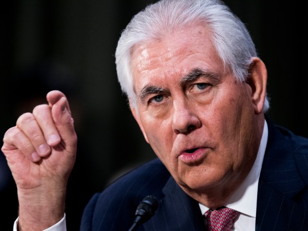 UNITED STATES - JANUARY 11: Secretary of State nominee Rex Wayne Tillerson testifies during his Senate Foreign Relations Committee confirmation hearing on Wednesday, Jan. 11, 2017. (Photo By Bill Clark/CQ Roll Call) (CQ Roll Call via AP Images)