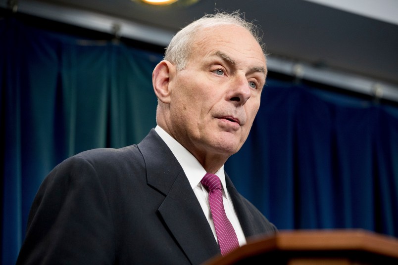 Homeland Security Secretary John Kelly speaks at a news conference at the U.S. Customs and Border Protection headquarters  in Washington, Tuesday, Jan. 31, 2017, to discuss the operational implementation of the president’s executive orders. (AP Photo/Andrew Harnik)