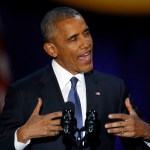 President Barack Obama speaks at McCormick Place in Chicago, Tuesday, Jan. 10, 2017, giving his presidential farewell address. (AP Photo/Charles Rex Arbogast)