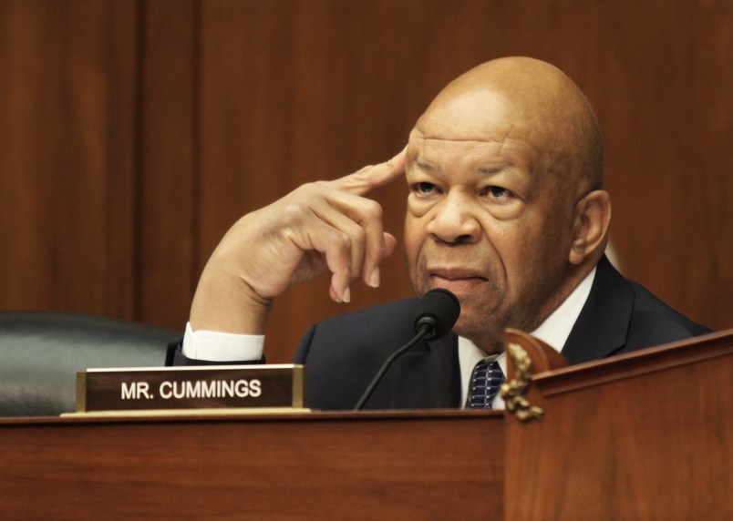 Ranking member Rep. Elijah Cummings (D-Md.) listens on. Members of the House Committee on Oversight and Government Reform met to consider a censure or IRS Commissioner John Koskinen on Wednesday, June 15, 2016 on Capitol Hill in Washington. (AP Photo/Lauren Victoria Burke)