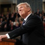 US President Donald J. Trump arrives to deliver his first address to a joint session of Congress from the floor of the House of Representatives in Washington, DC, USA, 28 February 2017.  Traditionally the first address to a joint session of Congress by a newly-elected president is not referred to as a State of the Union.