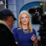 Counselor to the President Kellyanne Conway answers questions during a network television interview in the James Brady Press Briefing Room of the White House in Washington, Monday, Feb. 13, 2017. (AP Photo/Pablo Martinez Monsivais)