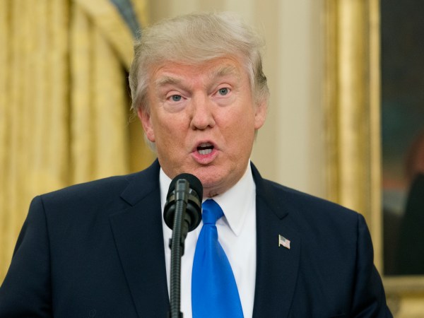 US President Donald J. Trump speaks before Rex Tillerson (not pictured) was sworn-in as US Secretary of State in the Oval Office of the White House in Washington, DC, USA, 01 February 2017. Tillerson was confirmed by the Senate, 01 February, in a 56-to-43 vote to become the nation's 69th Secretary of State. Credit: Michael Reynolds / Pool via CNP - NO'WIRE'SERVICE - Photo by: Michael Reynolds/picture-alliance/dpa/AP Images