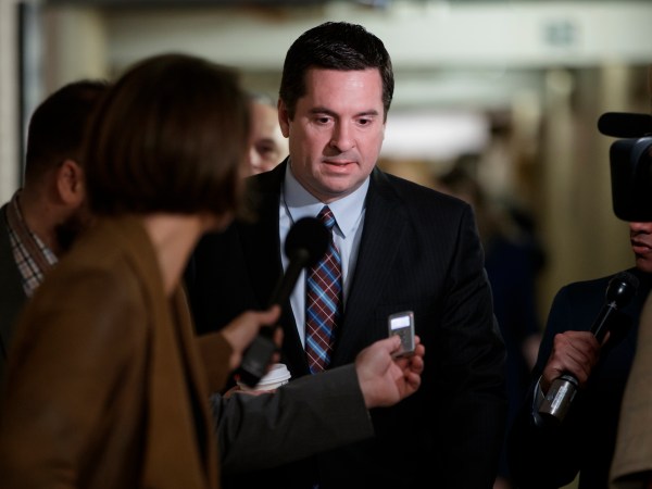 House Intelligence Committee Chairman Devin Nunes, R-Calif., is pursued by reporters as he arrives for a weekly meeting of the Republican Conference with House Speaker Paul Ryan and the GOP leadership, at the Capitol, in Washington, Tuesday, March 28, 2017. (AP Photo/J. Scott Applewhite)