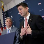 Speaker of the House Paul Ryan, R-Wis., joined from left by, Majority Leader Kevin McCarthy, R-Calif., talks about getting past last week’s failure to pass a health care overhaul bill and rebuilding unity in the Republican Conference, at the Capitol,  in Washington, Tuesday, March 28, 2017.  (AP Photo/J. Scott Applewhite)