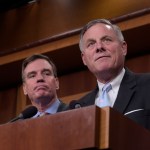 Senate Select Committee on Intelligence Chairman Sen. Richard Burr, R-N.C., and Vice Chairman Sen. Mark Warner, D-Va., speak during a news conference on Capitol Hill in Washington, Wednesday, March 29, 2017, on the Committee's investigation of Russian interference in the 2016 election. (AP Photo/Susan Walsh)