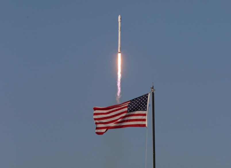 A SpaceX Falcon 9 rocket, powered by a previously flown 1st stage rocket blast off from launch pad 39A Thursday,March 30, 2017 carrying a SES 10 communications satellite. This historic feat is the first time SpaceX has reused a booster rocket for a space mission. (Red Huber/Staff Photographer )** LEESBURG OUT, LADY LAKE OUT , DAYTONA BEACH NEWS JOURNAL OUT , TV OUT, MAGS OUT, NO SALES **