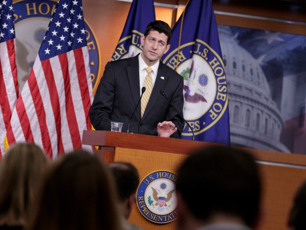 Speaker of the House Paul Ryan, R-Wis., meets with reporters on Capitol Hill in Washington, Thursday, March 2, 2017. (AP Photo/J. Scott Applewhite)