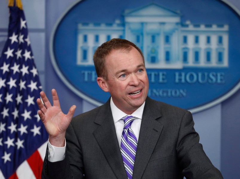 Budget Director Mick Mulvaney speaks to reporters during a daily press briefing at the White House in Washington, Monday, Feb. 27, 2017. (AP Photo/Manuel Balce Ceneta)