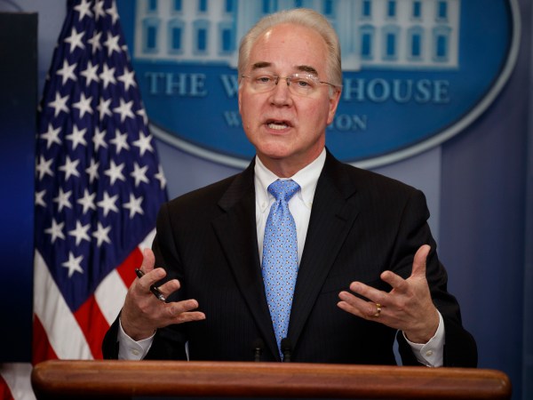 Secretary of Health and Human Services Tom Price speaks during the White House press briefing, Tuesday, March 7, 2017, in Washington. (AP Photo/Evan Vucci)