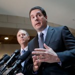 Chairman of the House Permanent Select Committee on Intelligence Devin Nunes, R-Calif., joined at left by Rep. Adam Schiff, D-Calif., the ranking member talk to reporters about their investigation Russian influence on the American presidential election, on Capitol Hill in Washington, Wednesday, March, 15, 2017.  Both lawmakers said thy have no evidence to back up President Trump's claim that former President Barack Obama wiretapped Trump Plaza during the 2016 campaign.  (AP Photo/J. Scott Applewhite)