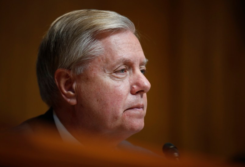 Senate Appropriations Committee Chairman Sen. Lindsey Graham, R-S.C., listens to witnesses testimony, during a Senate Appropriation Committee hearing on “Civil Society Perspectives on Russia” on Capitol Hill in Washington, Wednesday, March 29, 2017.  (AP Photo/Manuel Balce Ceneta)