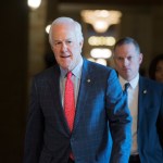 UNITED STATES - FEBRUARY 08: Senate Majority Whip John Cornyn, R-Texas, makes his way to a Senate Republican luncheon in the Capitol. (Photo By Tom Williams/CQ Roll Call)