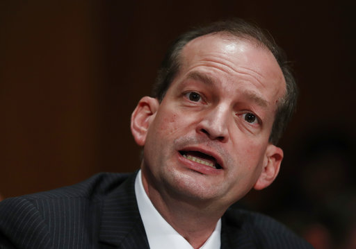 Labor secretary-nominee Alex Acosta, testifies before the Senate Health, Education, Labor and Pensions Committee during a hearing to consider his nomination on Capitol Hill in Washington, Wednesday, March 22, 2017. (AP Photo/Manuel Balce Ceneta)
