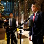 Rep. Lou Barletta, R-Pa., talks with reporters after a meeting with President-elect Donald Trump at Trump Tower, Tuesday, Nov. 29, 2016, in New York. (AP Photo/Evan Vucci)