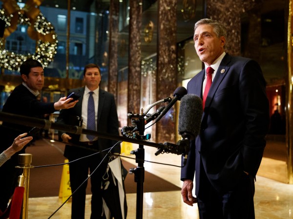Rep. Lou Barletta, R-Pa., talks with reporters after a meeting with President-elect Donald Trump at Trump Tower, Tuesday, Nov. 29, 2016, in New York. (AP Photo/Evan Vucci)