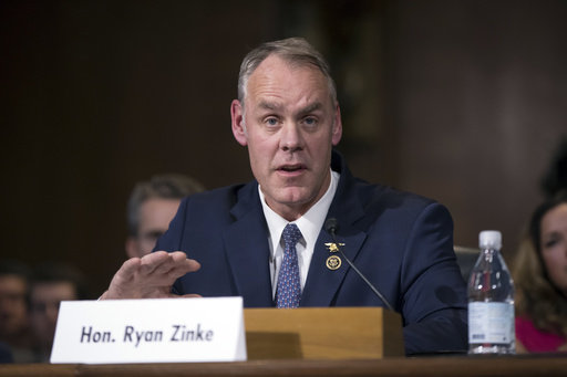 Interior Secretary-designate, Rep. Ryan Zinke, R-Mont. testifies on Capitol Hill in Washington, Tuesday, Jan. 17, 2017, at his confirmation hearing before the Senate Energy and Natural Resources Committee. Zinke, 55, a former Navy SEAL who just won his second term in Congress, was an early supporter of President-elect Donald Trump and, like his prospective boss, has expressed skepticism about the urgency of climate change. (AP Photo/J. Scott Applewhite)