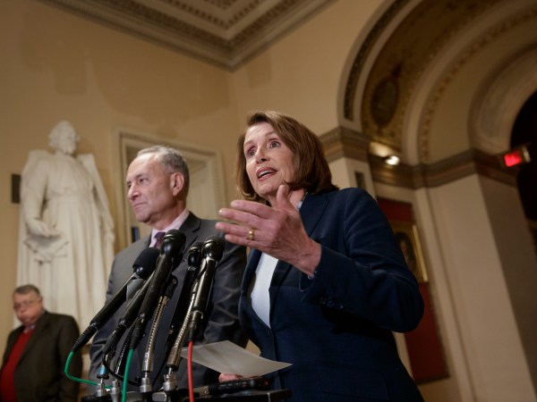 House Democratic Leader Nancy Pelosi of California, and Senate Democratic Leader Chuck Schumer of New York speak to reporters about the Congressional Budget Office projection that 14 million people would lose health coverage under the House Republican bill dismantling former President Barack Obama's health care law, on Capitol Hill in Washington, Monday, March, 13, 2017.  (AP Photo/J. Scott Applewhite)