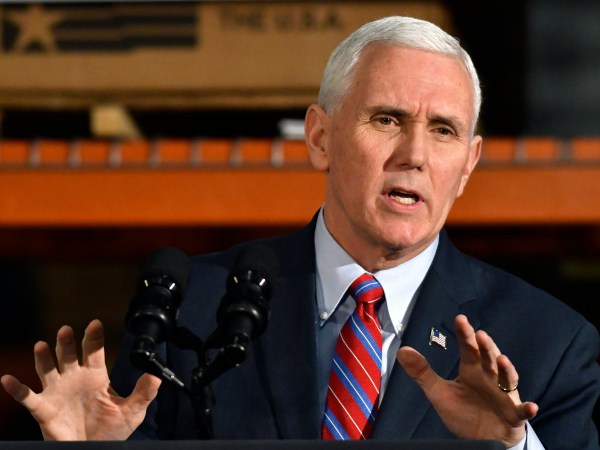 Vice President Mike Pence speaks at a rally to gather support for the Republican plan for the repeal and replacement of the Affordable Care Act at the Trans Parts and Distribution Center, Saturday, March 11, 2017, in Louisville, Ky. (AP Photo/Timothy D. Easley)