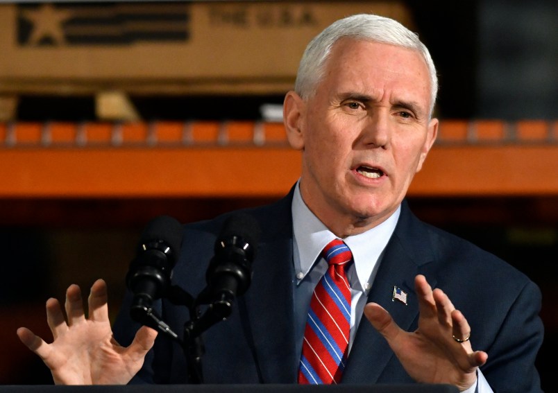 Vice President Mike Pence speaks at a rally to gather support for the Republican plan for the repeal and replacement of the Affordable Care Act at the Trans Parts and Distribution Center, Saturday, March 11, 2017, in Louisville, Ky. (AP Photo/Timothy D. Easley)