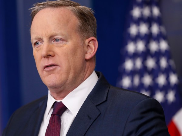 White House Press secretary Sean Spicer speaks to the media during the daily briefing in the Brady Press Briefing Room of the White House, Friday, March 24, 2017. (AP Photo/Pablo Martinez Monsivais)