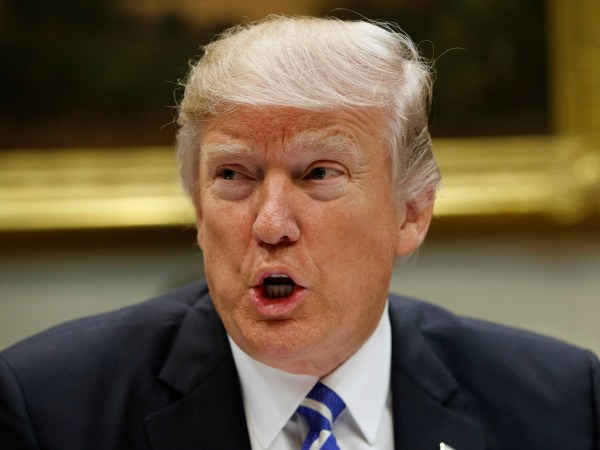 President Donald Trump speaks during a meeting with House and Senate leadership in the Roosevelt Room of the White House, Wednesday, March 1, 2017, in Washington. (AP Photo/Evan Vucci)