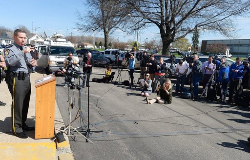 Maj. William Teper Jr., of the Pennsylvania State Police speaks during a news conference April 18 at Troop E headquarters in Lawrence Park Township concerning the conclusion of the manhunt for Cleveland Facebook killer Steve Stephens. Stephens committed suicide after troopers stopped his car in the city of Erie, Pennsylvania. (AP Photo/Erie Times-News, Jack Hanrahan)