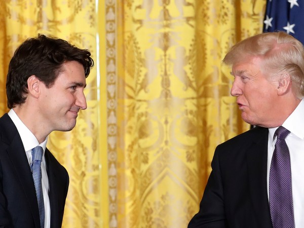 President Donald Trump and Canadian Prime Minister Justin Trudeau during a joint news conference in the East Room of the White House in Washington, Monday, Feb. 13, 2017. (AP Photo/Pablo Martinez Monsivais)