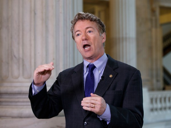 Sen. Rand Paul, R-Ky., criticizes the House Republican healthcare reform plan as “Obamacare light” during a television interview on Capitol Hill in Washington, Tuesday, March 7, 2017. (AP Photo/J. Scott Applewhite)
