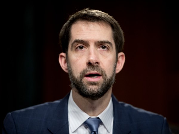 Sen. Tom Cotton, R-Ark., questions Federal Reserve Chair Janet Yellen as she testifies in front of the Senate Banking Committee in Washington, Tuesday, Feb. 14, 2017. (AP Photo/Andrew Harnik)
